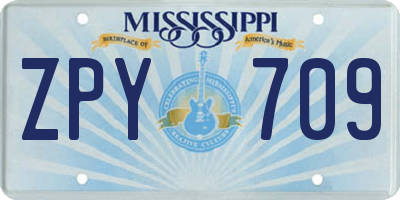 MS license plate ZPY709