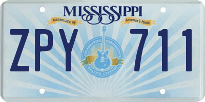 MS license plate ZPY711