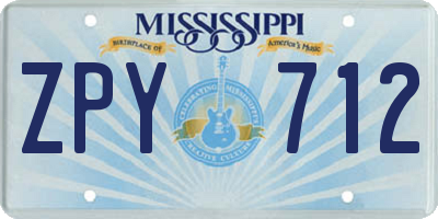 MS license plate ZPY712
