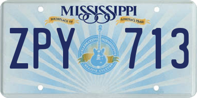 MS license plate ZPY713