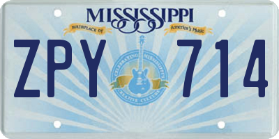 MS license plate ZPY714