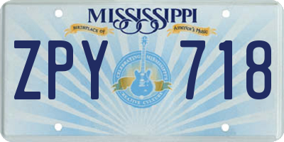 MS license plate ZPY718