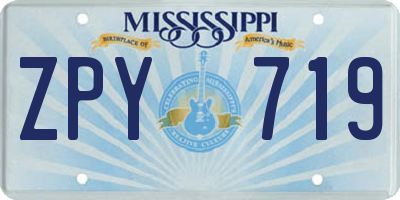 MS license plate ZPY719