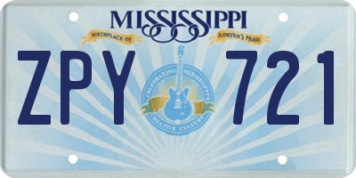 MS license plate ZPY721