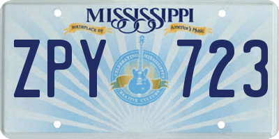 MS license plate ZPY723