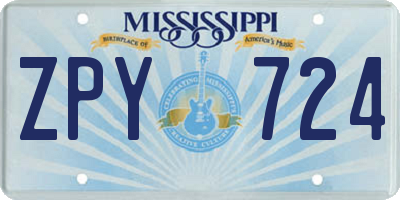 MS license plate ZPY724