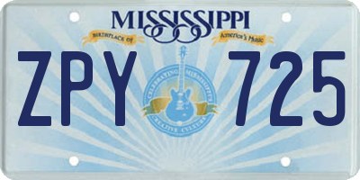 MS license plate ZPY725