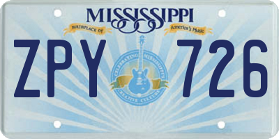 MS license plate ZPY726