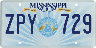 MS license plate ZPY729