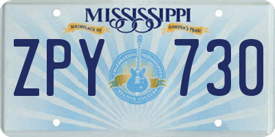 MS license plate ZPY730