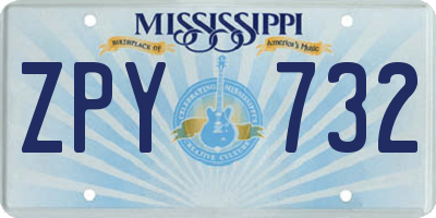 MS license plate ZPY732