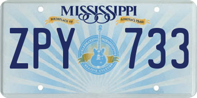 MS license plate ZPY733
