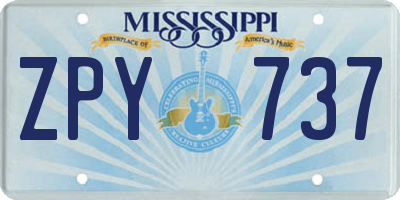 MS license plate ZPY737