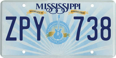 MS license plate ZPY738