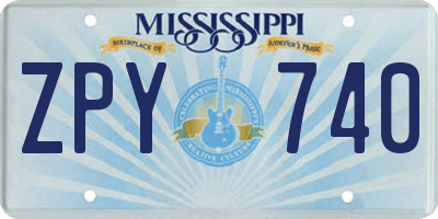 MS license plate ZPY740