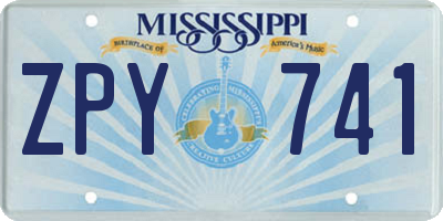 MS license plate ZPY741
