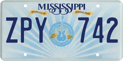 MS license plate ZPY742