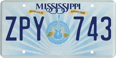 MS license plate ZPY743