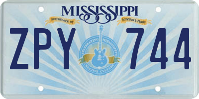 MS license plate ZPY744