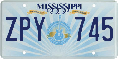 MS license plate ZPY745
