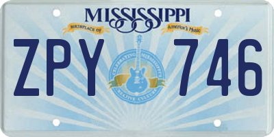 MS license plate ZPY746