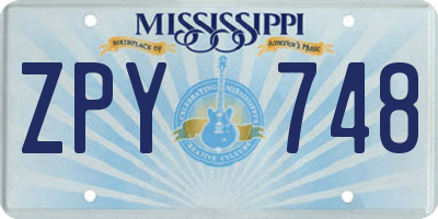 MS license plate ZPY748
