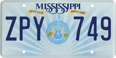 MS license plate ZPY749