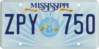 MS license plate ZPY750
