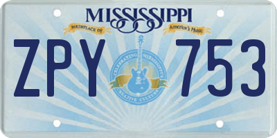 MS license plate ZPY753