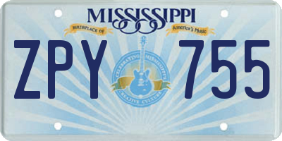 MS license plate ZPY755