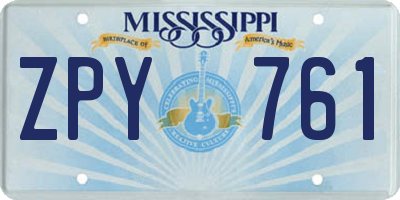 MS license plate ZPY761