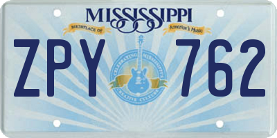 MS license plate ZPY762