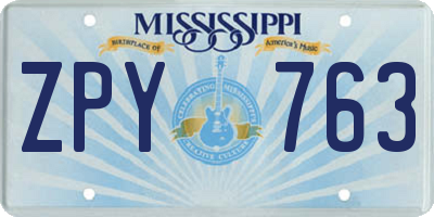 MS license plate ZPY763