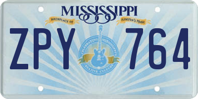 MS license plate ZPY764
