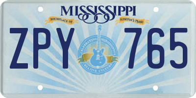 MS license plate ZPY765