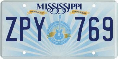 MS license plate ZPY769