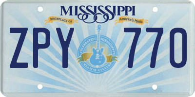 MS license plate ZPY770