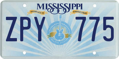 MS license plate ZPY775