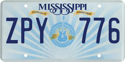 MS license plate ZPY776