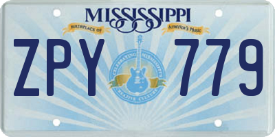 MS license plate ZPY779