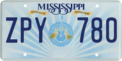MS license plate ZPY780