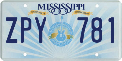 MS license plate ZPY781