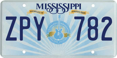 MS license plate ZPY782
