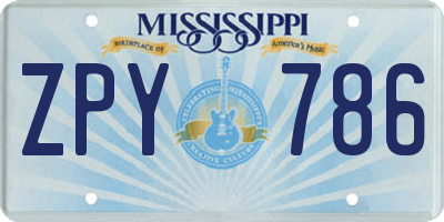 MS license plate ZPY786