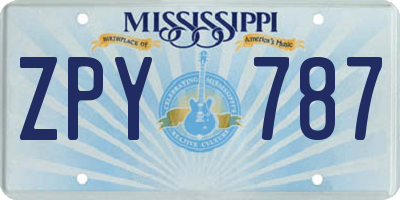 MS license plate ZPY787