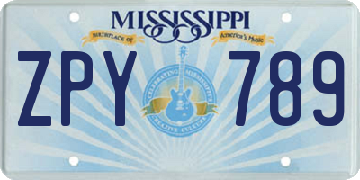 MS license plate ZPY789