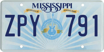 MS license plate ZPY791