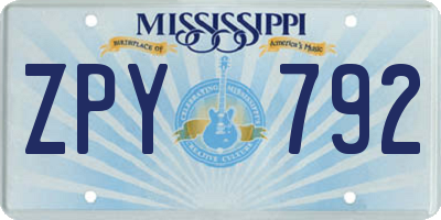 MS license plate ZPY792