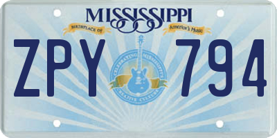 MS license plate ZPY794