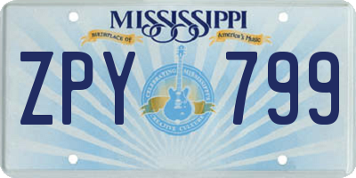 MS license plate ZPY799